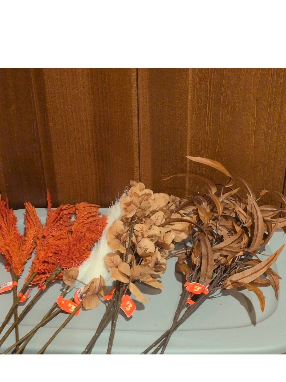 12 pack Assorted Artificial Plastic Foliage Stems/Sprays Bundle, Red Brown White